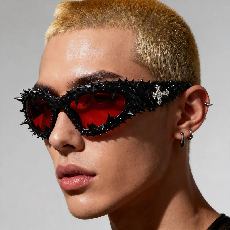 

New Steampunk Fashion Personality Spike Sunglasses For Men And Women Handmade Trendy Hip-top Party Outdoor Street Sunglasses