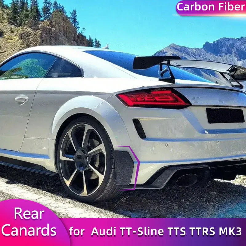 

Full Carbon Fiber Rear Bumper Canards Splitters for Audi TT-Sline TTS TTRS MK3 2016-2018 Car Racing Rear Canards Fins Body Kits