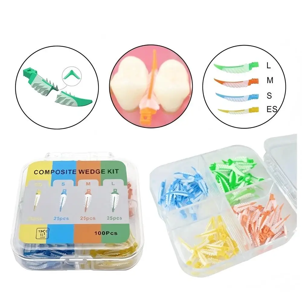 100Pcs/ Box Dental Soft Wedges Adaptive Sealing Composite Tooth Gap Wedge ES/S/M/L Size Sterilizable Dentist Filling Materials