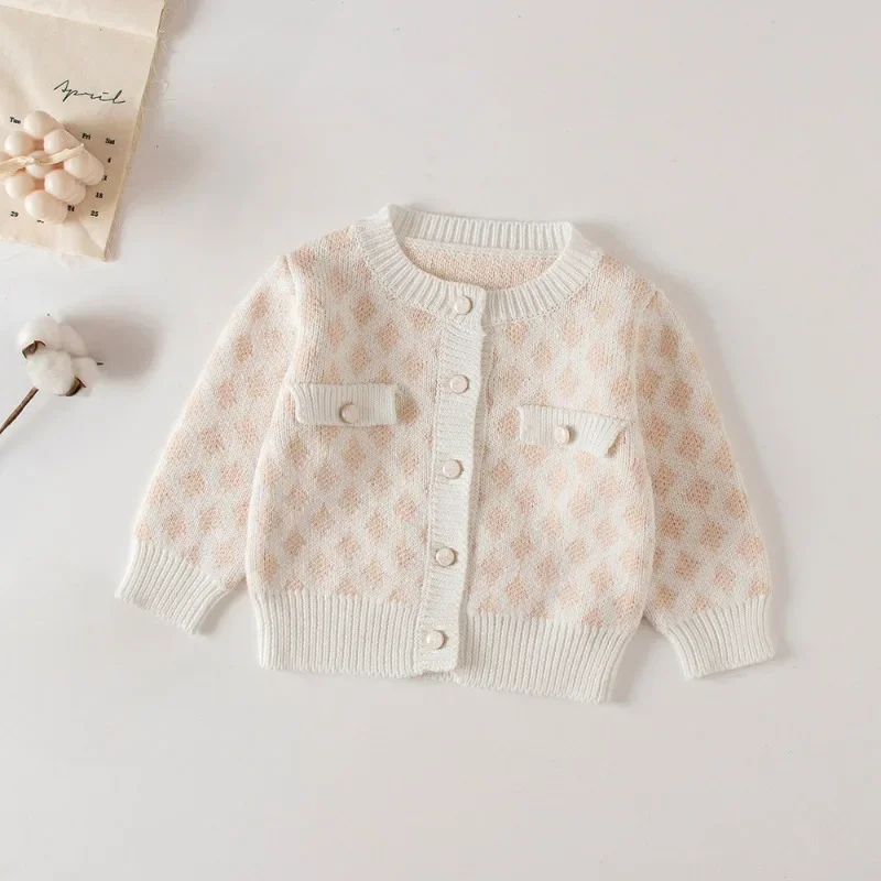 Newborn Baby Girl Clothing Set Autumn Sweet Cotton Jacquard Romper Knitted Cardigan Toddler Girl Knitting Clothes Outfit Set