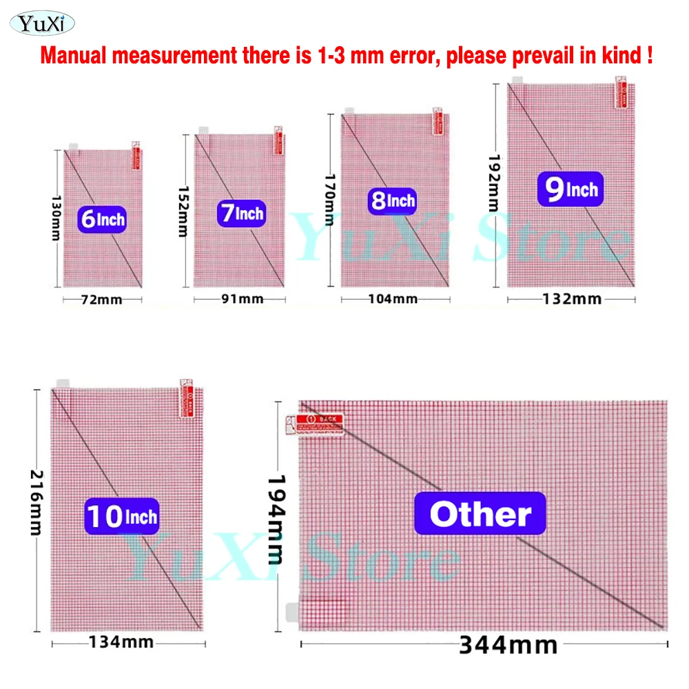 2pcs Universal Screen Protector Films For Phone Tablet GPS LCD Anti-scratch Protective with Cleaning Paper Kit 5/6/7/8/9/10 Inch