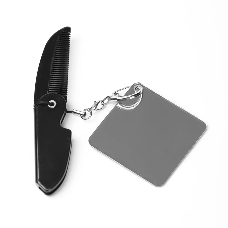 Sisir Kumis untuk Pria Sisir Jenggot Lipat dengan Sisir Penata Multifungsi Cermin