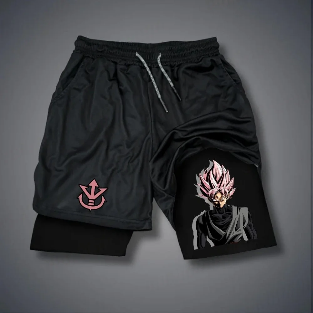 Officiële Dragon Ball Z-shorts uit 2025 - Goku dubbellaagse ademende sportshorts voor heren, Y2K-stijl losse pasvorm en zweetabsorberend