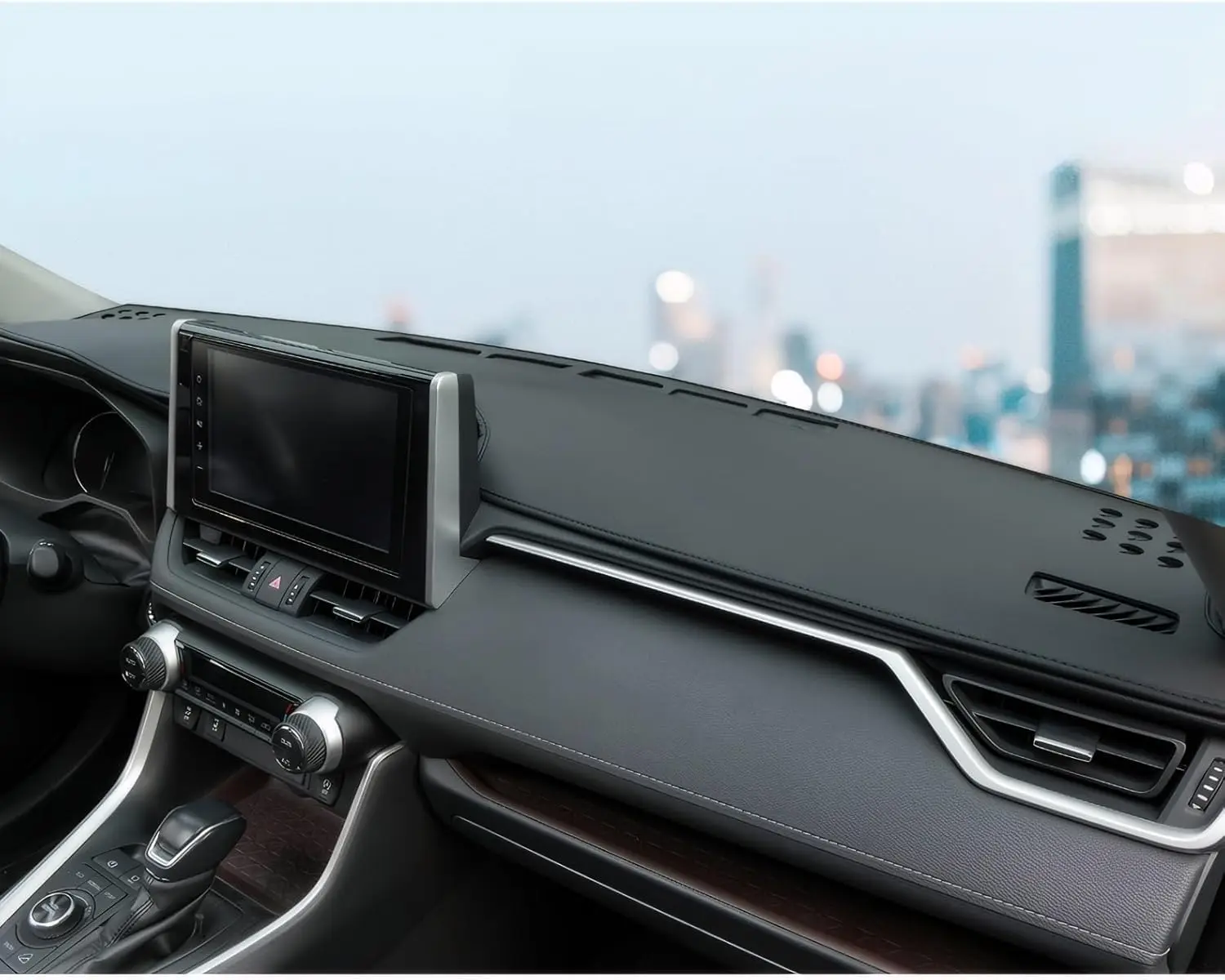 

Dashboard Black Center Console Cover Leather Pad Fit for Toyota RAV4 Dashboard Pad Protector Sunshade Upgraded