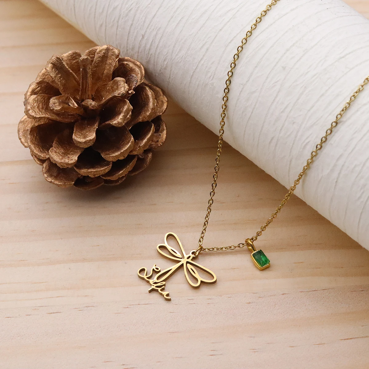 

Chandler Custom Name Stainless Steel Hollow Dragonfly Pendant Necklace For Women Girls Animal Choker Chain Party Jewelry Gifts