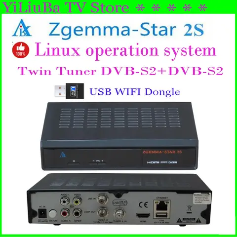 [Genuine]Zgemma Star 2S FHD 1080P Satellite Receiver with DVB-S2+DVB-S2 Two Tuner Enigma2 Linux OS HDTV Receiver MHEG-2/4 H. 264