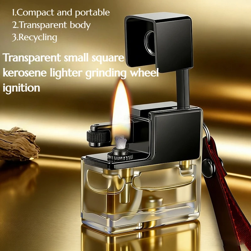 

Visible Oil Tank Grinding Wheel Ignition Windproof Lighter Small and Portable Pendant Durable Lighter Cigarette Accessories
