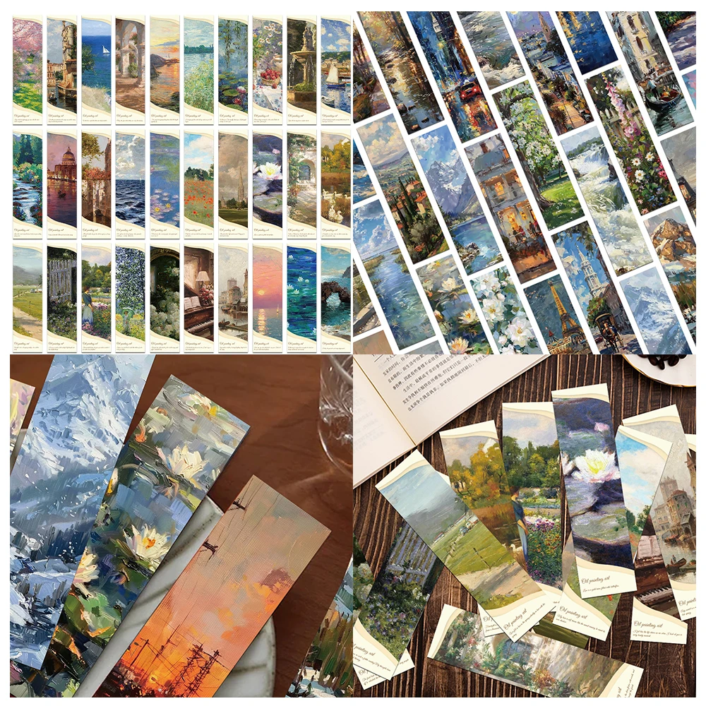 

30pcs Oil Painting Landscape Bookmark Classical Elegant Decorative Reading Book Mark Student Stationery Supplies Children Gifts