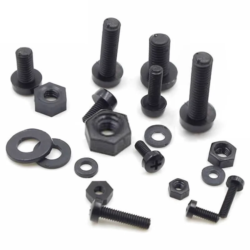 510pcs M2 M2.5 M3 M4 M5 Black Nylon Plastic Phillips Pan Head Cross Round Screw Bolt and Nut Washers Assortmemt Kit