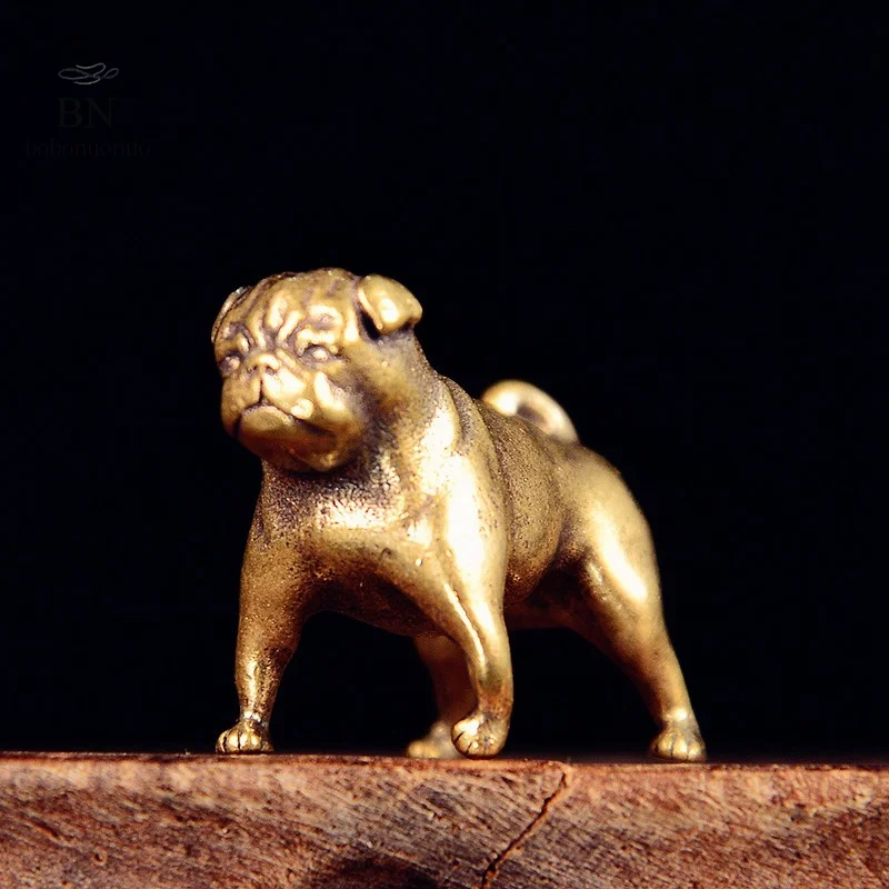 Brass French Bulldog Miniature Ornament Deskop Office Decoration Cute Zodiac Animal Chihuahua Dog Figurine Statue Souvenirs