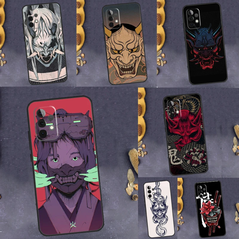 Samurai Oni Mask Case For Samsung Galaxy A13 A23 A33 A53 A73 A14 A34 A54 A12 A22 A32 A52 A72 A51 A71 Cover