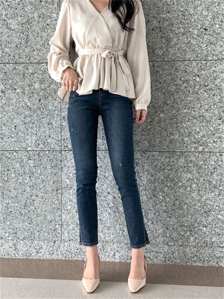 Mới Hồng Xuân Vintage Áo Sơ Mi Nữ Oversize Áo Nữ Dài Tay Bé Gái Áo Mới Thu Đông Nữ Áo Kiểu Femme Blusas