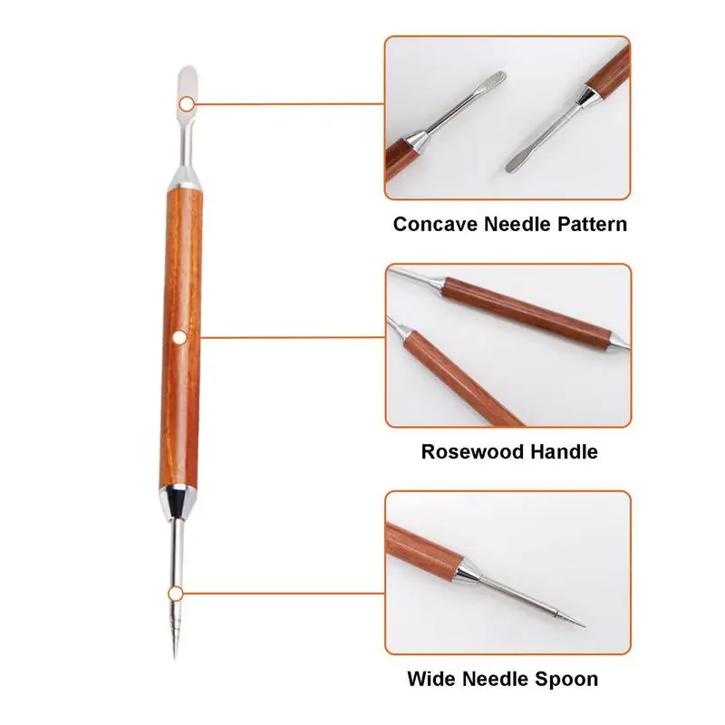Stainless Steel Coffee Pen Duals-Ended Cappuccino Espresso Coffee Latte Art Pen With Wood Handle For Coffee Decoration