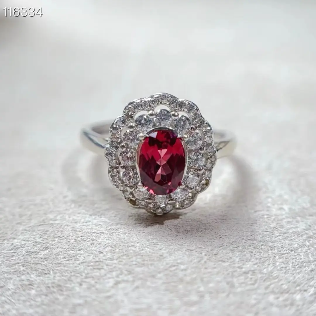 

Классическое обручальное кольцо для женщин, натуральное кольцо с кинечником, 5 мм * 7 мм, гранат 0,7 карата, ювелирные изделия из серебра 925 пробы