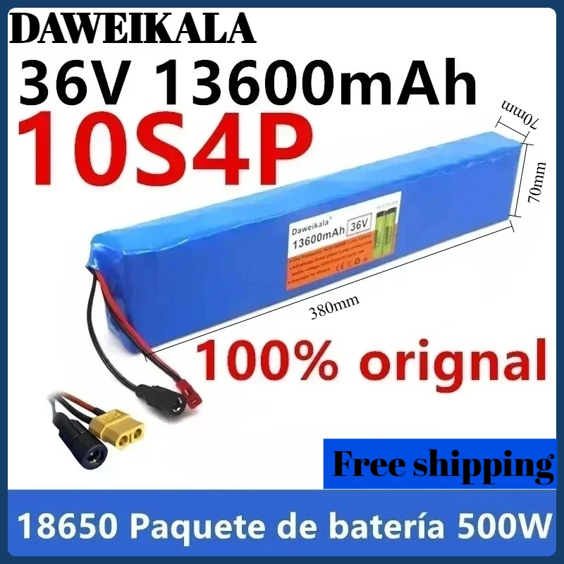 

Аккумуляторная батарея Daweikala 2026, 100% оригинал, высокомощная, 18650, 36В 10S4P, 13600мАч, 500Вт, с BMS