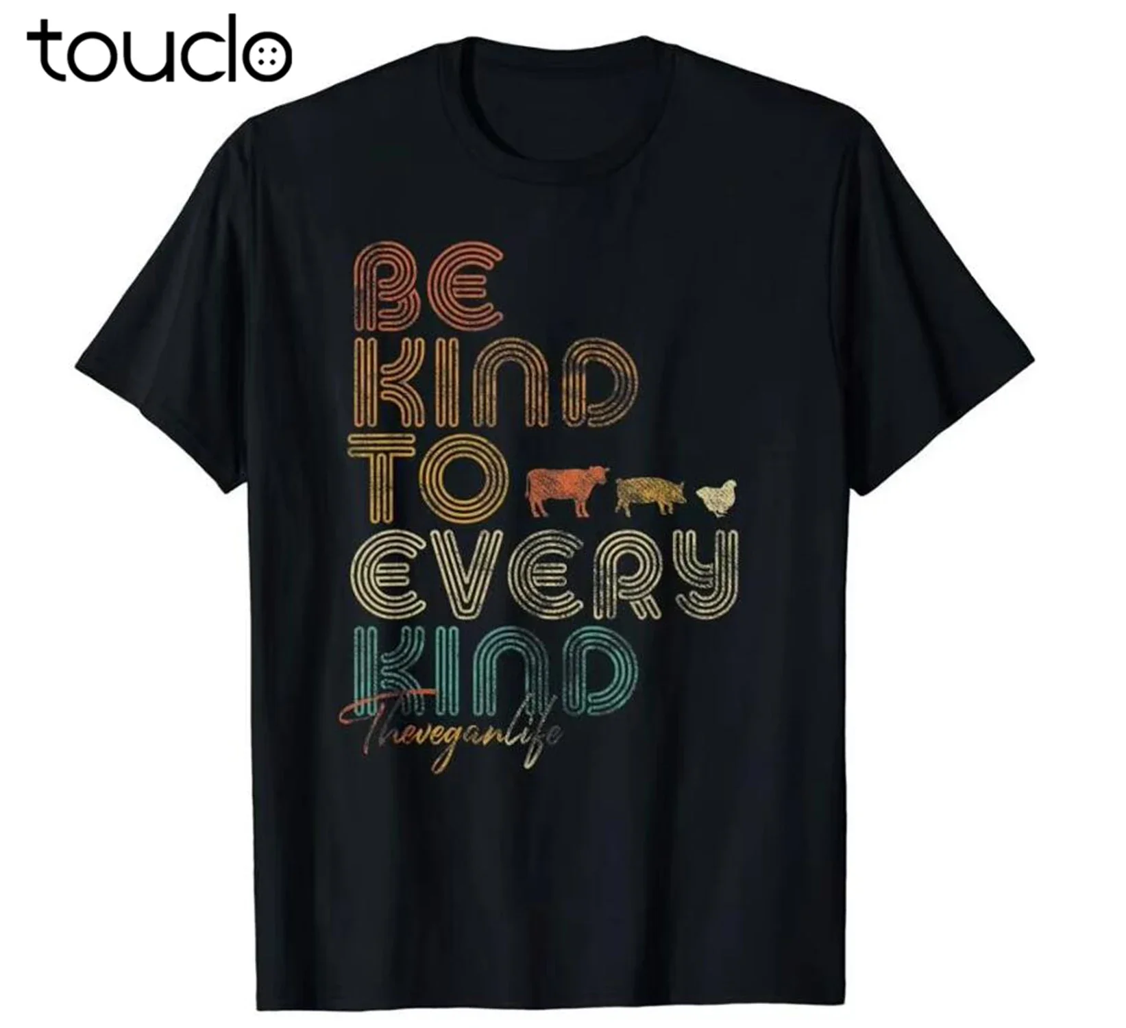 Soyez gentil avec tous les types de personnes. T-shirt rétro des années 70 Vegan Life, en coton, pour l'été, imprimé, col rond, streetwear, commandez des t-shirts