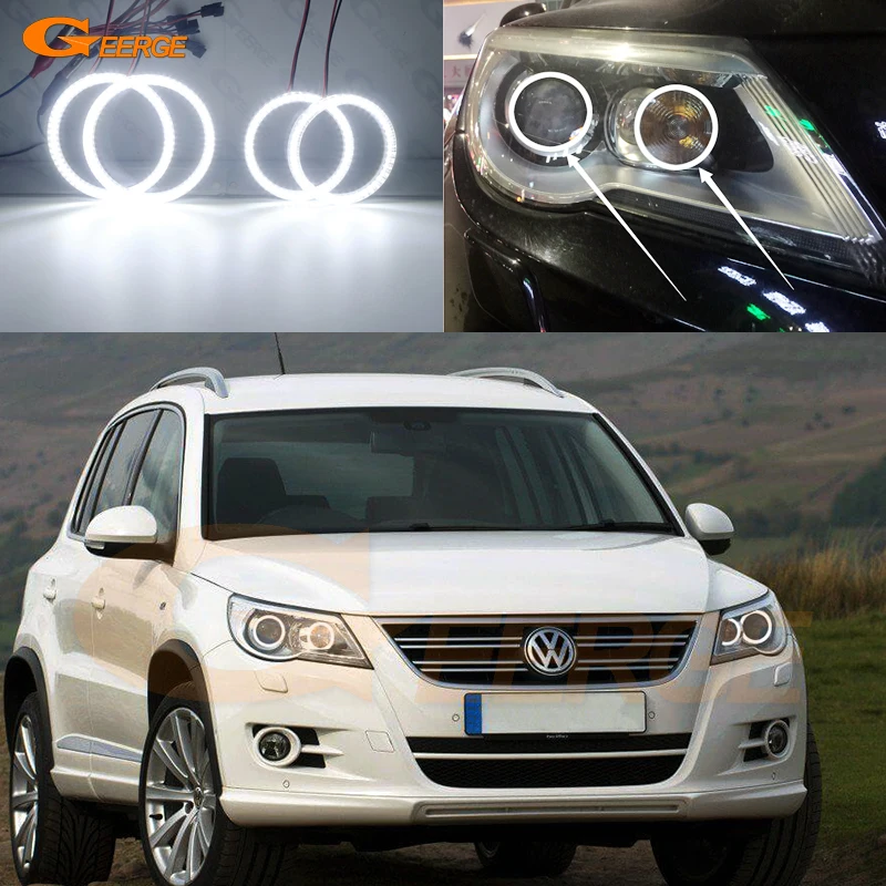 

For Volkswagen VW Tiguan 5N 2007 2008 2009 2010 Xenon Headlight Ultra Bright SMD LED Angel Eyes Kit Halo Rings Day Light