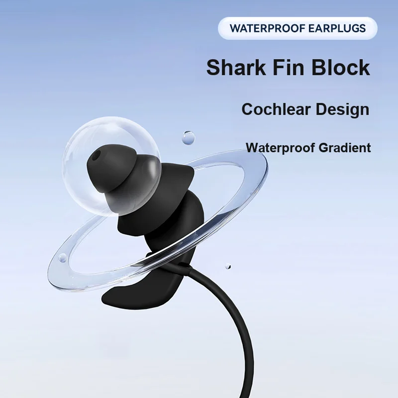 Spiral Silicone Swimming Earplugs, Waterproof Anti-Lost Ear Plugs with Cord, Full Set for Swimming, Diving & Water Sports