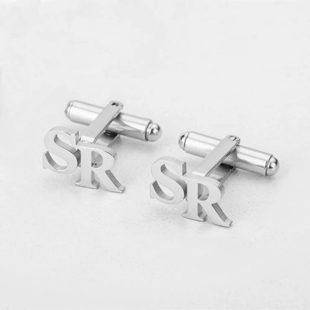 Custom Name Cufflinks For Men Stainless Steel Personalized Cuff Links Wedding Groomsmen Jewelry Father Day Gift