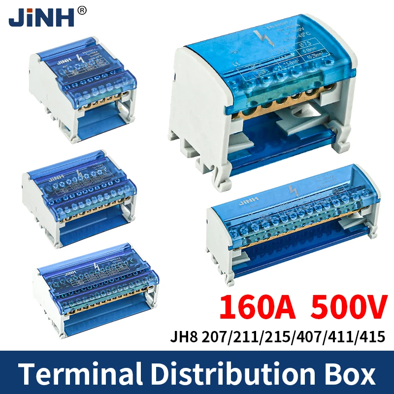 Kit de terminales de tornillo para riel DIN JINH: JH8 207/211/407/411, bloque de distribución modular, conector de interconexión eléctrica multivía