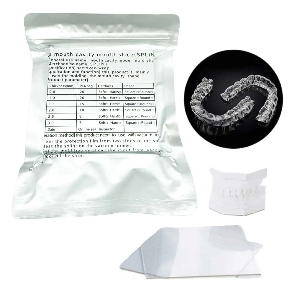 

Orthodontic Splint Retainer Slice Soft Hard 0.8/ 1.0/1.5mm Thermoforming Vacuum Forming Sheet Odontologia Materiales