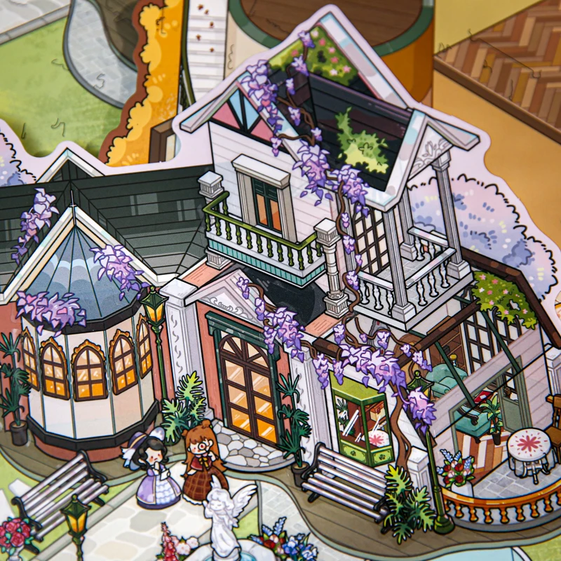 Kawaii Silent in the dark 3D Great Detective Landscape Sticker DIY Pocket Cabin Scene festival gift