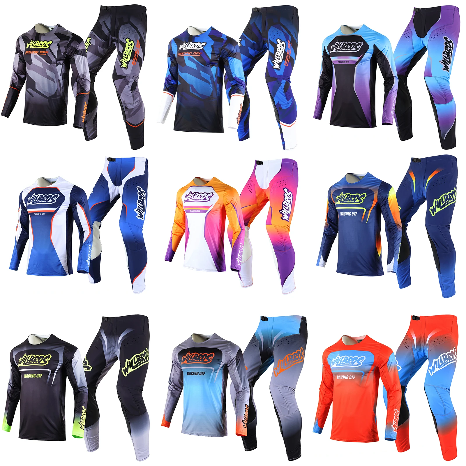 

Willbros MX Jersey and Pants Combo Motocross Racing Off Dirt Bike Offroad Riding Enduro Flexair Mach Unisex Gear Set