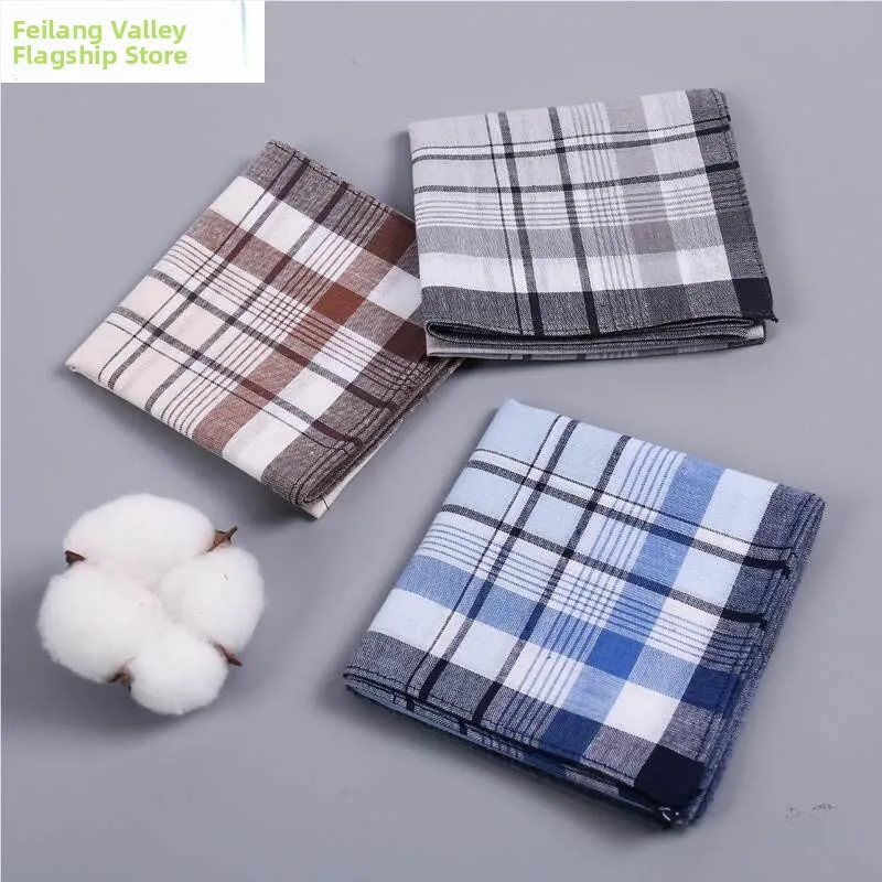 

Vintage Cotton Handkerchief Thin Men's Soft Absorbent Sweat Wipe Hand Towel Portable for Middle-Aged And Elderly
