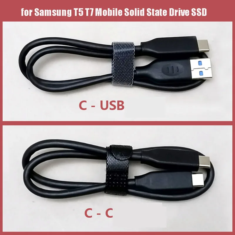 Original 50cm Type C Data Cable USB3.1 3.2 Gen2 10Gbps Cable Cord for Samsung T5 T7 T7 Touch /Shield Mobile Solid State Drive