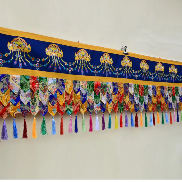 5 Meters long Wholesale Buddhist supplie Buddhism family Temple auspicious Embroidery wall Enclosing curtain draperies