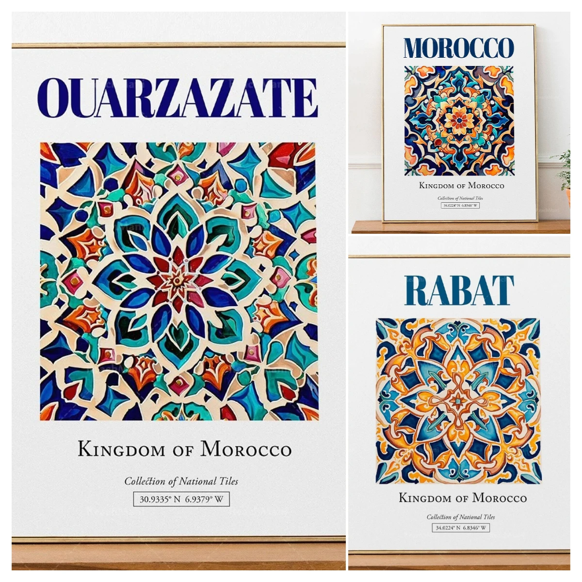 Valzazat Marrakesh Rabat Essaouira Beautiful Folk Traditional Ceramic Tiles Tourism Canvas Paintings Home Decor In Morocco