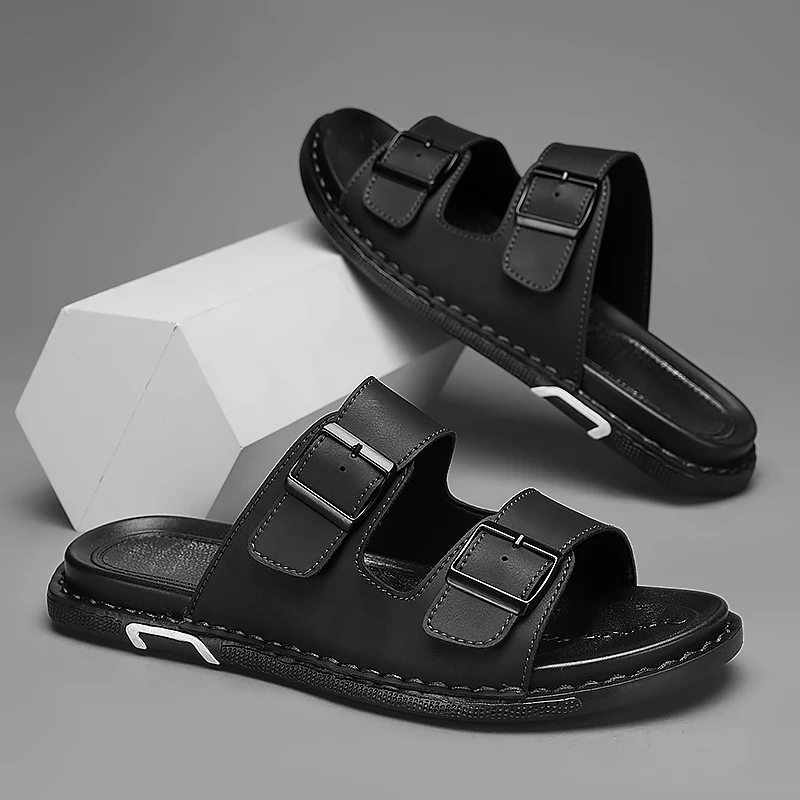 Summer Men's Slippers Fashion Leather Comfortable Sandals Outdoor Vacation Beach Casual Shoes for Men Sandals Sapatos Masculinos