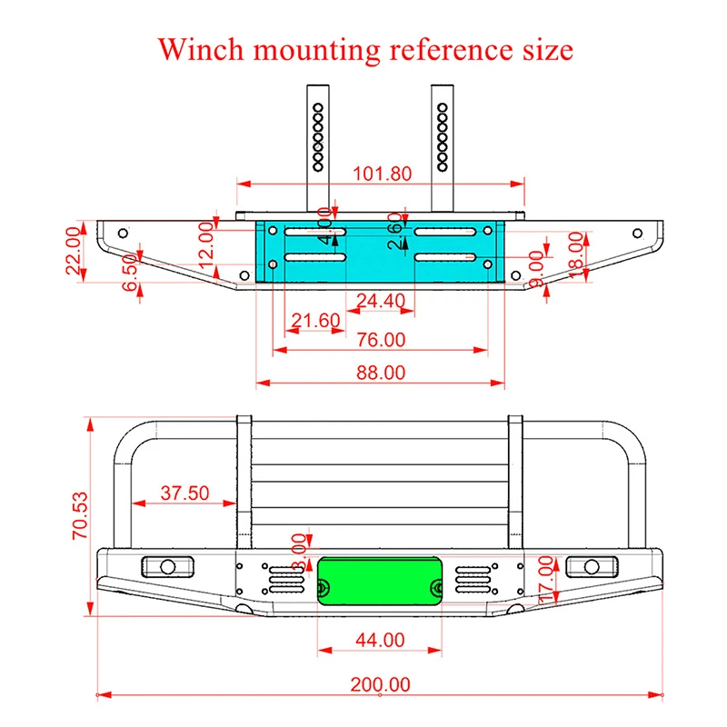 L79A Front Bumper for TRX4 SCX10 II 90046 90047 Metal Front Bumper 1/10 RC Tracked Vehicle TRX4 - view 4