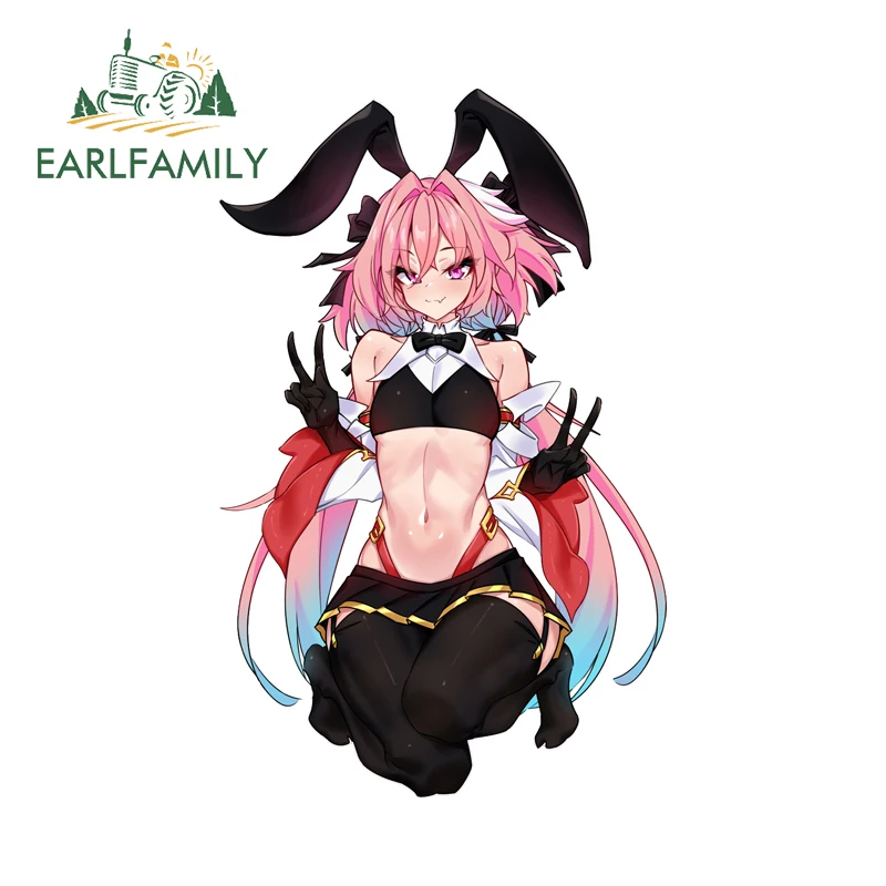 EARLFAMILY Femboy Astolfo Sexy Bunny Car Stickers Fashionable Anime Graphics JDM Decals Simple Scratch Proof Car Accessories
