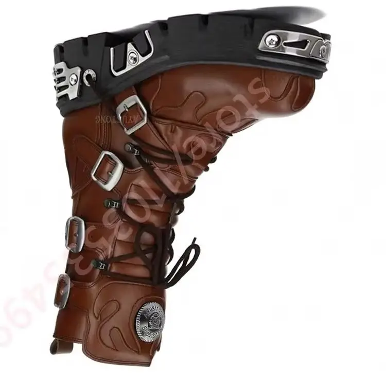 

Punk Metal Rivet Belt Buckle Motorcycle Boots Thick Sole Round New Street Rock Gothic Boot Fashion Sports Casual Short Boot