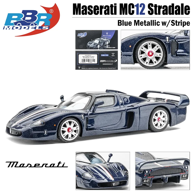 Bbr 1/64 Nieuwe Maserati Mc12 Stradale Blauw Metallic W/Stripe Legering Motorvoertuig Diecast Metalen Model Geschenken