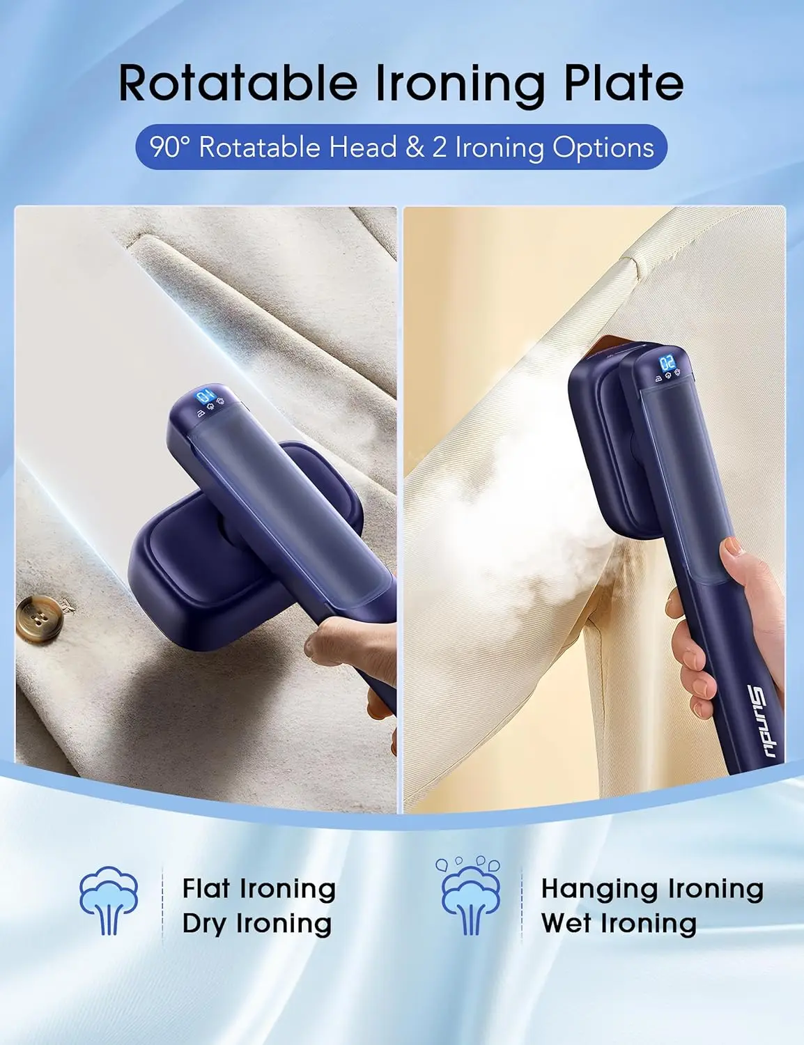 مكواة بخار للملابس 2 في 1 محمولة، جهد مزدوج 110-240 فولت، 1100 وات، باخرة صغيرة محمولة للسفر مع لوحة حرارية من السيراميك للمنزل