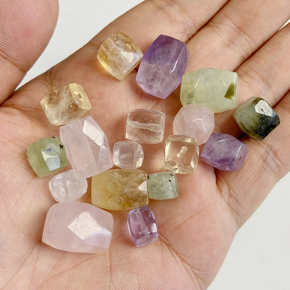 Natural Raw Mineral Stone Beads Square Shape Bead Citrine Quartz Reiki Healing Beads For Jewelry Making DIY Necklace Bracelet