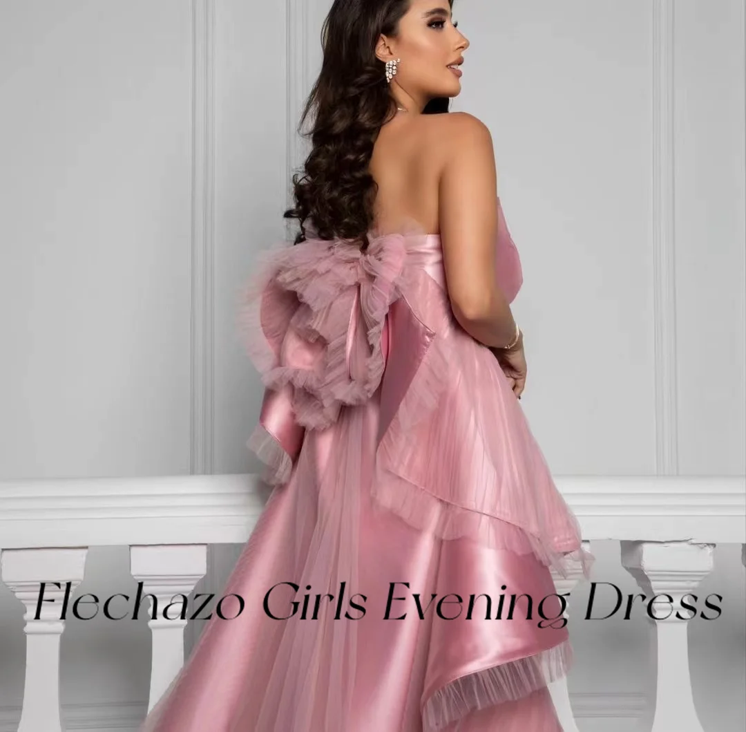 Flechazo-Robe de soirée pour femme, tenue de soirée, sans bretelles, à volants, froncée, avec traîne, pour occasions formelles, 2024