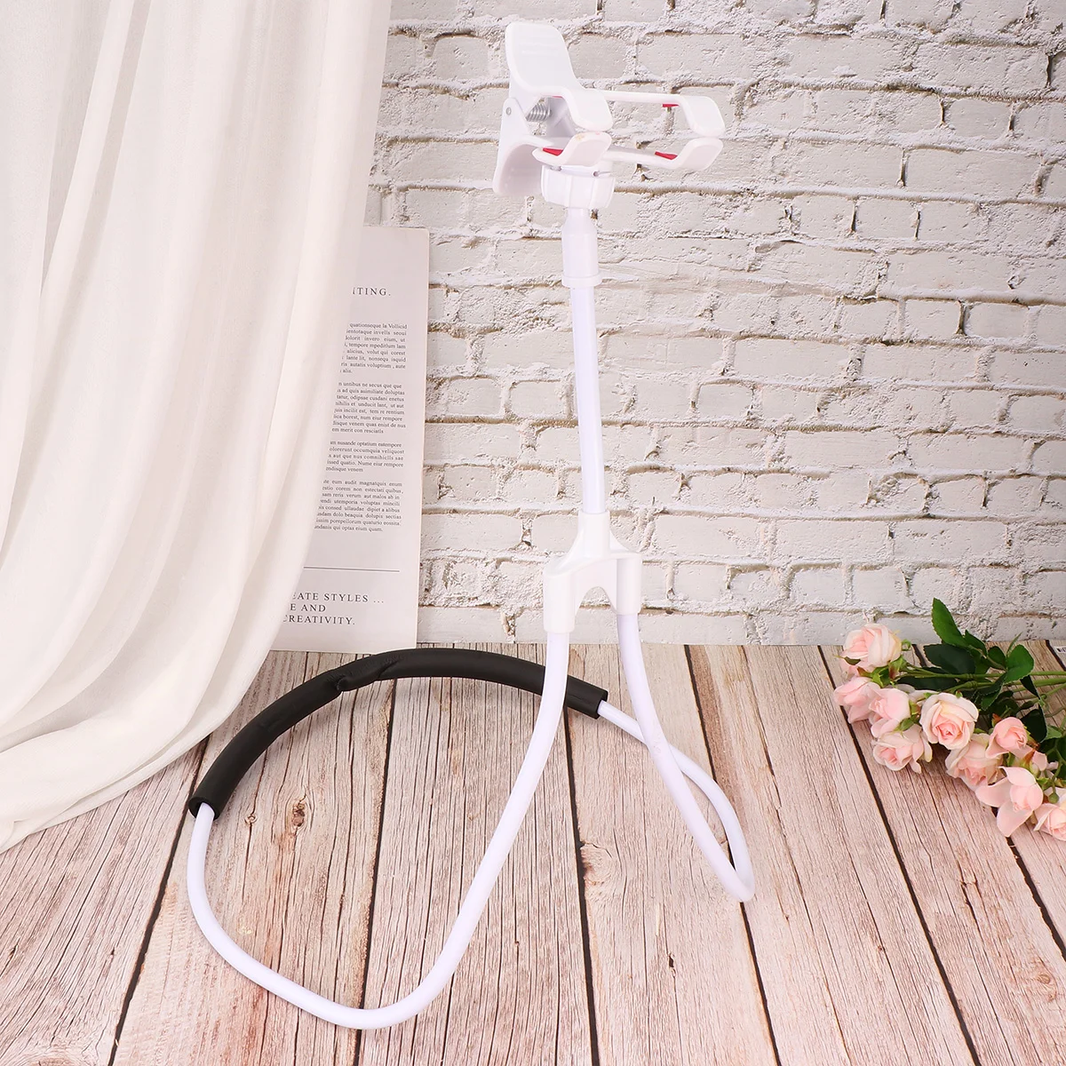 1PC Mobile Phone Neck Hanging Holder Flexible Neck Hanging Phone Stand Creative Lazy Person U-shape Phone Bracket Live Desktop H