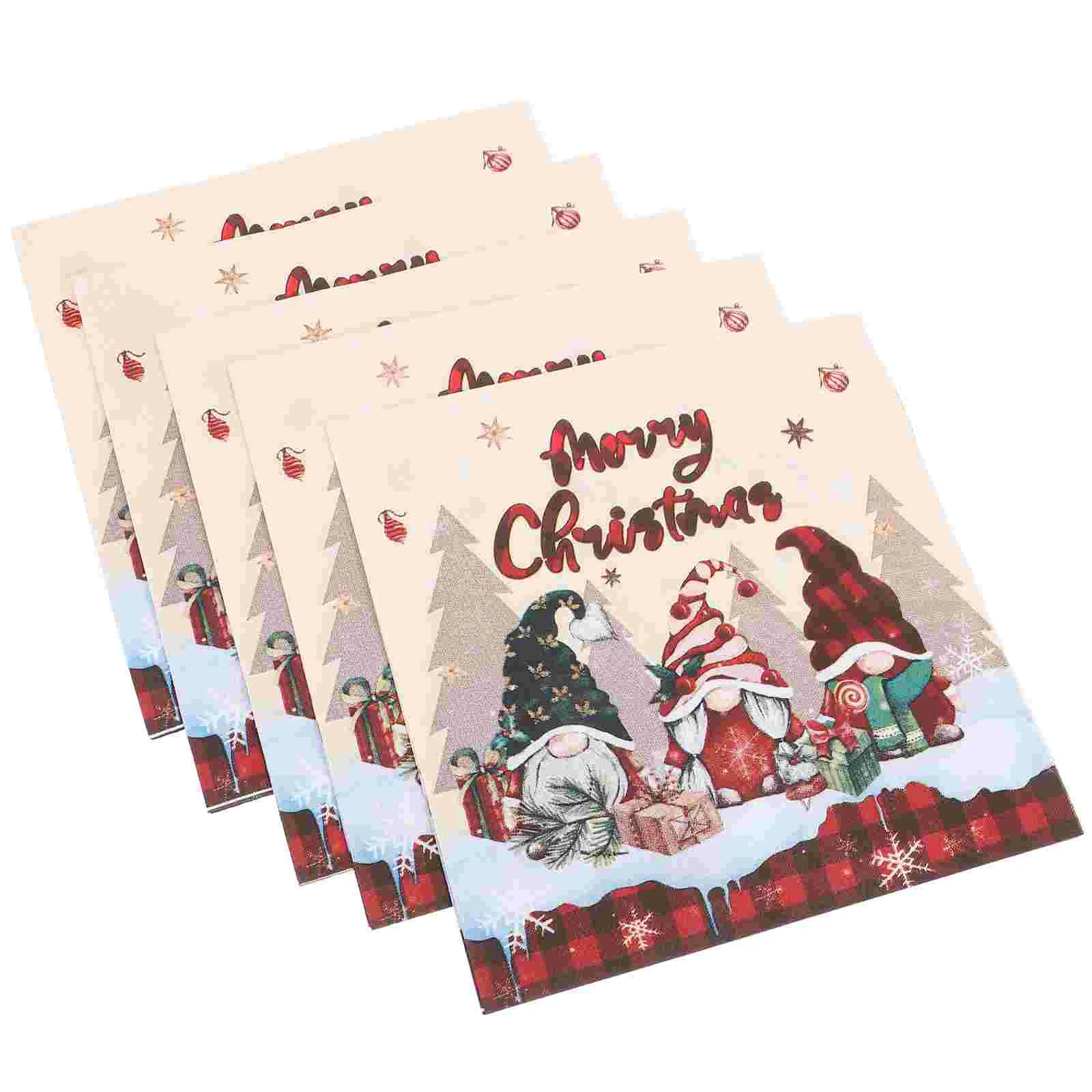 

20 Pcs Christmas Toilet Papers Dwarf Plaid Napkin Dinner Napkins Xmas Table Decors Cartoon Pattern