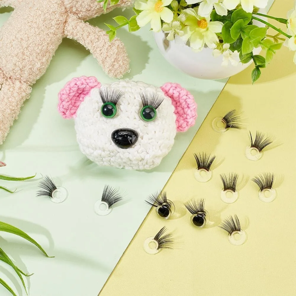 20pcs Safety Eye Lashes Eyelashes Eye Make Up Accessories Crafts Eyelashes Plastic Stuffed Crochet Eye