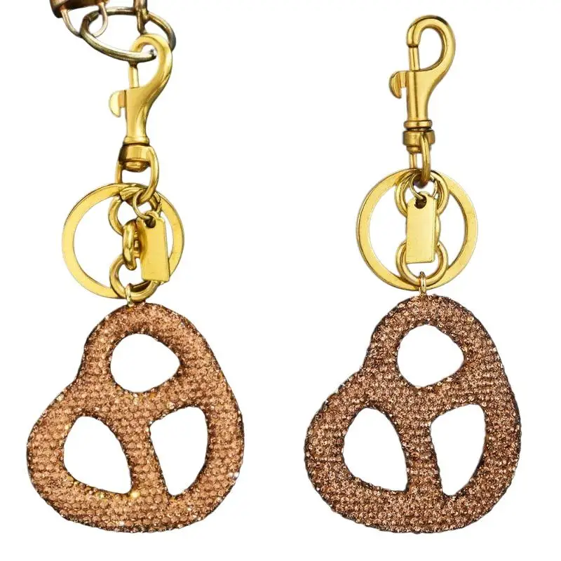Funkelnde Strass-Brezel-Taschenanhänger, Champagnergold Kristall-Handtaschenanhänger, Lustige Foodie-Geschenke für Frauen, Designer-Accessoires – Detail 6