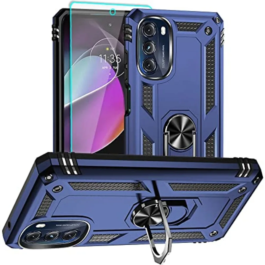 

for Moto G 5G 2022 Case, Motorola Moto G 5G Case with HD Screen Protector, [Military Grade 6ft. Drop Tested] Ring Shockproof Pr