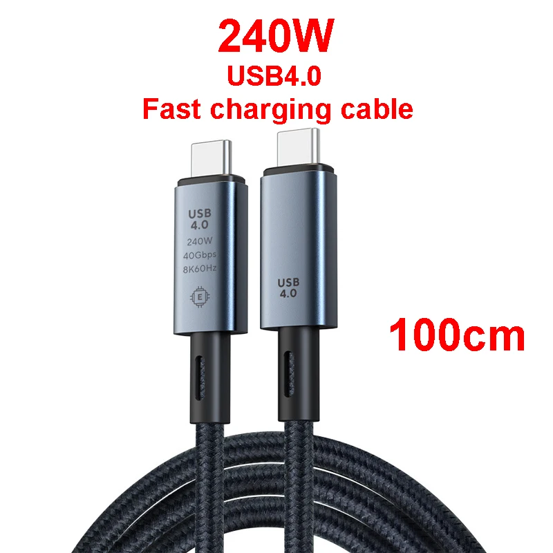 

PD 240W USB 4.0 USB C Cable 8K 60Hz Type C to C Cable Fast Charging 40Gbps Data Transfer For MacBook Pro Nintendo Switch Galaxy