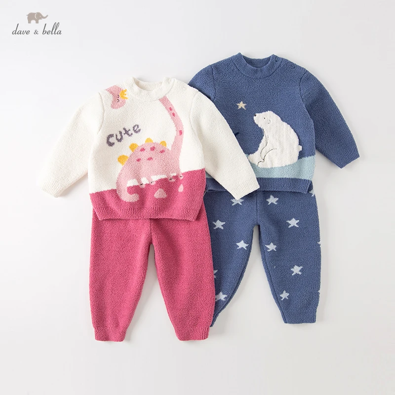 Dave Bella Children's Thermal Underwear Sets 2-9Y Baby Girls Clothes Suit Boys Pullover Warm Pajama Garment DB4224546