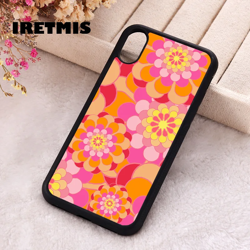 Iretmis Phone Cover Case For iPhone X XS Max XR 11 12 13 PRO MINI 14 15 16 Plus Rubber Silicone TPU Blossom Floral