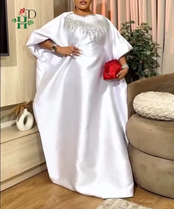 

H&D African Plus Size Kaftan Dress Sequin Embroidery Loose-Fit Puff Sleeves Wedding Party Djellaba Church Gown Turkey Dress 2026