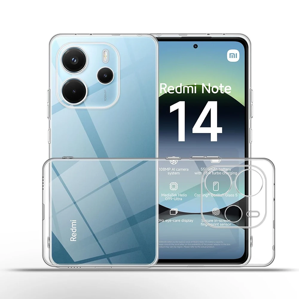 

Ultra Thin Clear Silicone Soft Case For Xiaomi Redmi Note 14 14S 13 12 12S 12T 11 11S 11T 10 10S Pro Plus Pro+ 5G Clear Civer