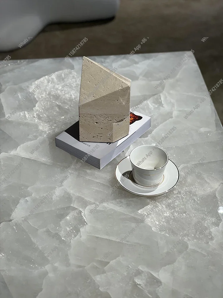 S Arctic Ice Marble Coffee Table, Contemporary Italian Design With Light-Transmitting & Scratch Resistant, Master Designer Serie